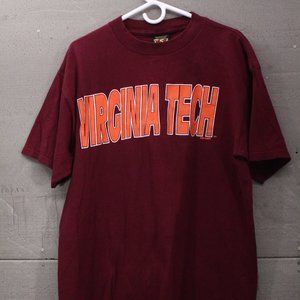 Vintage TSI Cotton XL Unisex Virginia Tech Hokie Football Logo SS TSHIRT Maroon
